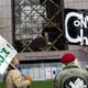 People wait for the verdict in Derek Chauvin’s trial over the death of George Floyd outside the Hennepin County Courthouse in Minneapolis, Minnesota on April 20, 2021